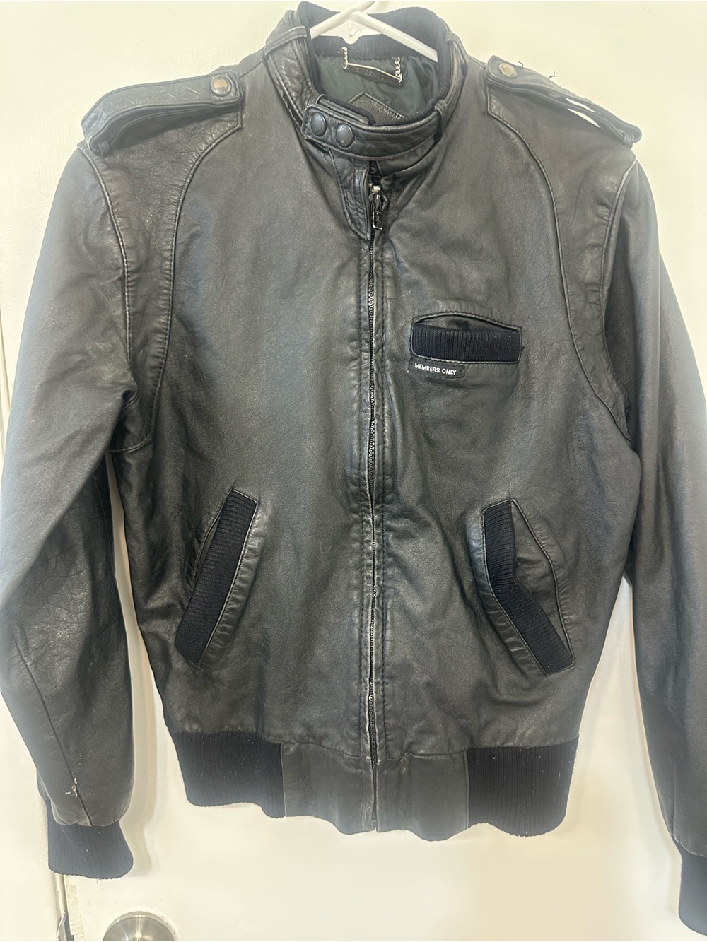 Members Only Vintage Black Leather Bomber Jacket